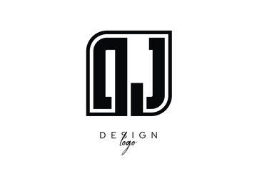 DJ Block Monogram Logo – Bold Geometric Lettermark in Rectangular Style for Modern Branding & Identity