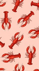 Lobster Pattern on Pink Background.