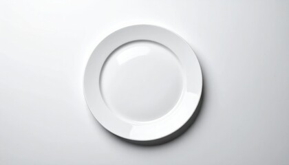 A clean, minimalist image of a white plate on a white background, perfect for modern dining and kitchen themes.
