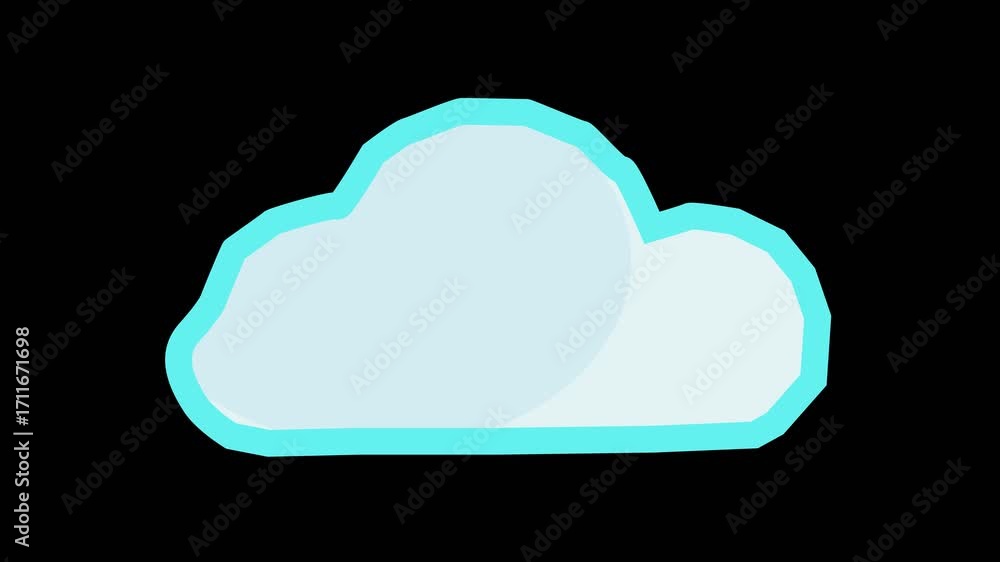 Poster animated cloud light blue cyan outline shape with seamless loop abstract background design. abstract
