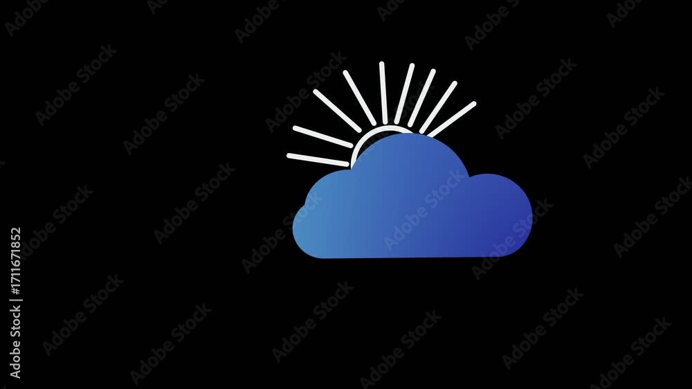 Aufkleber blue gradient sun cloud animation loop ideal for modern ui weather apps and digital media. animated 