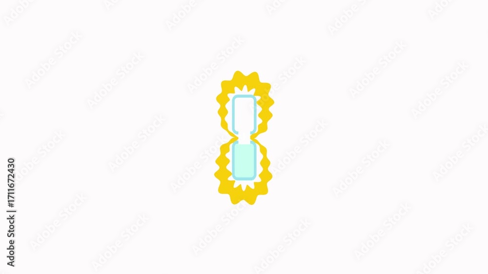 Poster flowing yellow sand hourglass animation with clean design ideal for motion graphics countdown. minim