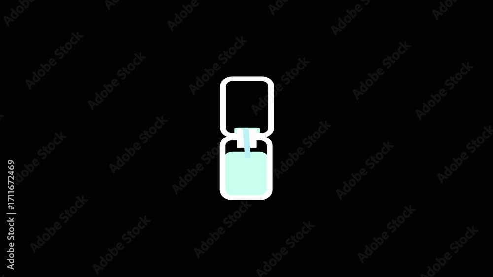 Poster minimalist teal bottle motion graphic abstract background for branding and technology use. animated 