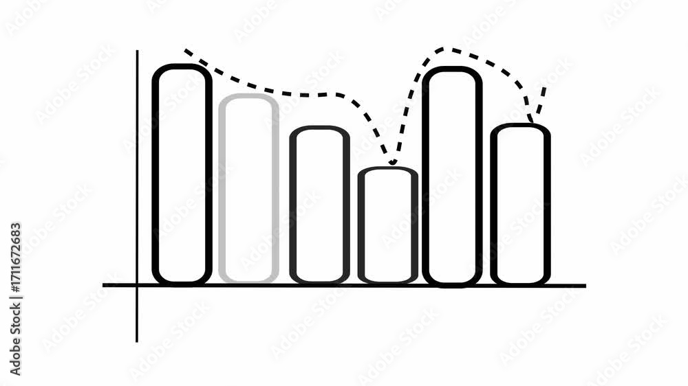 Poster business financial chart animation downward trend graph recession loss data visualization. animated 