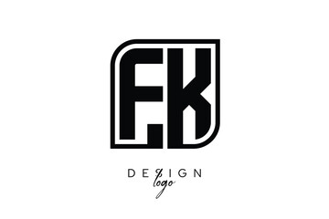 Obraz premium FK Block Monogram Logo – Bold Geometric Lettermark in Rectangular Style for Modern Branding & Identity