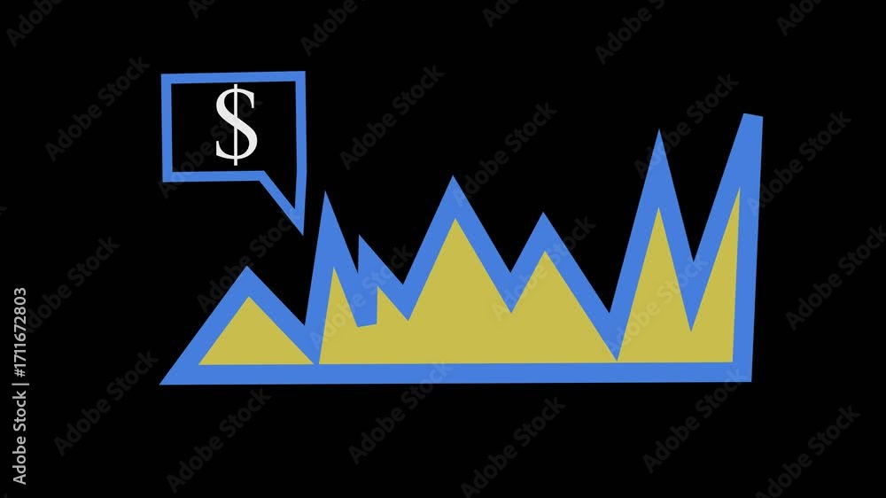 Aufkleber motion graphics animation of abstract business data visualization with blue yellow triangles theme. 