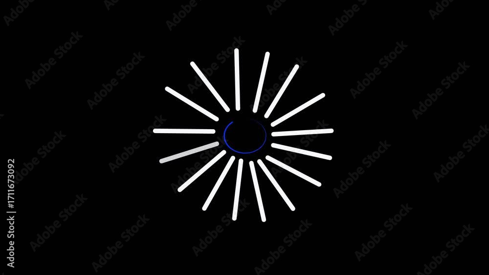 Leinwandbilder motion graphics of abstract blue circle loading spin with white rays for high tech ui hud overlays. 