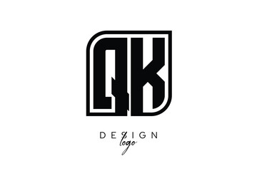 QK Block Monogram Logo – Bold Geometric Lettermark in Rectangular Style for Modern Branding & Identity