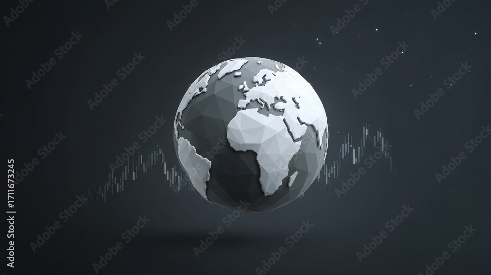 Poster abstract globe design representing global connectivity and data analysis. cross cultural business