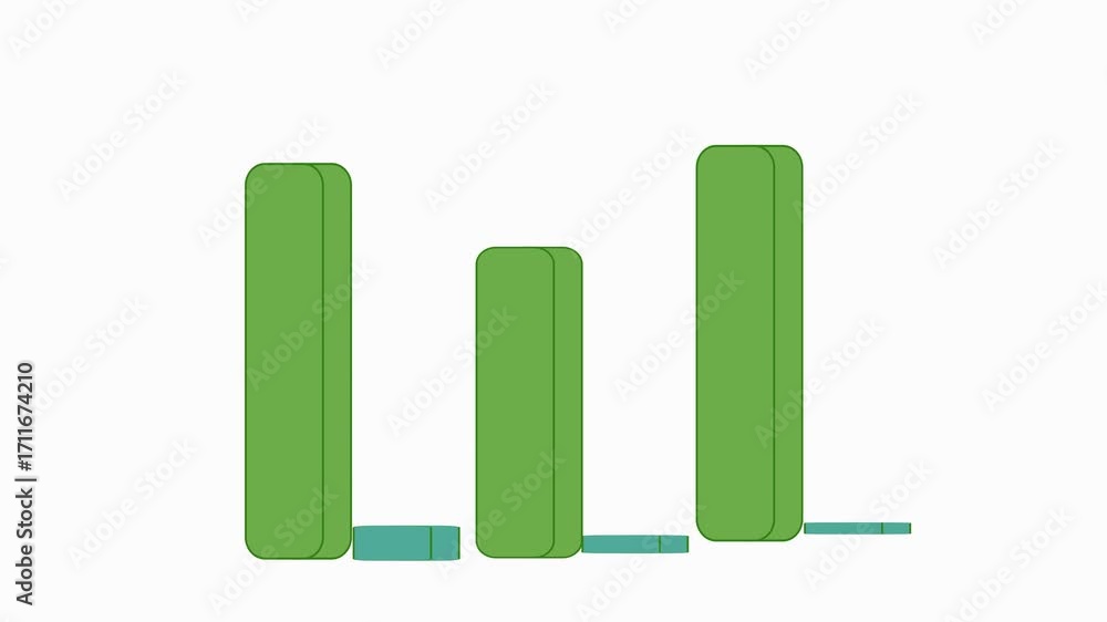 Poster animated business growth chart green bar graph data statistics presentation motion graphics. animate