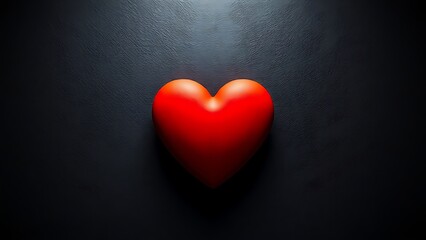 Fototapeta premium Abstract red heart symbol on textured dark background, evoking deep emotions with dramatic lighting.