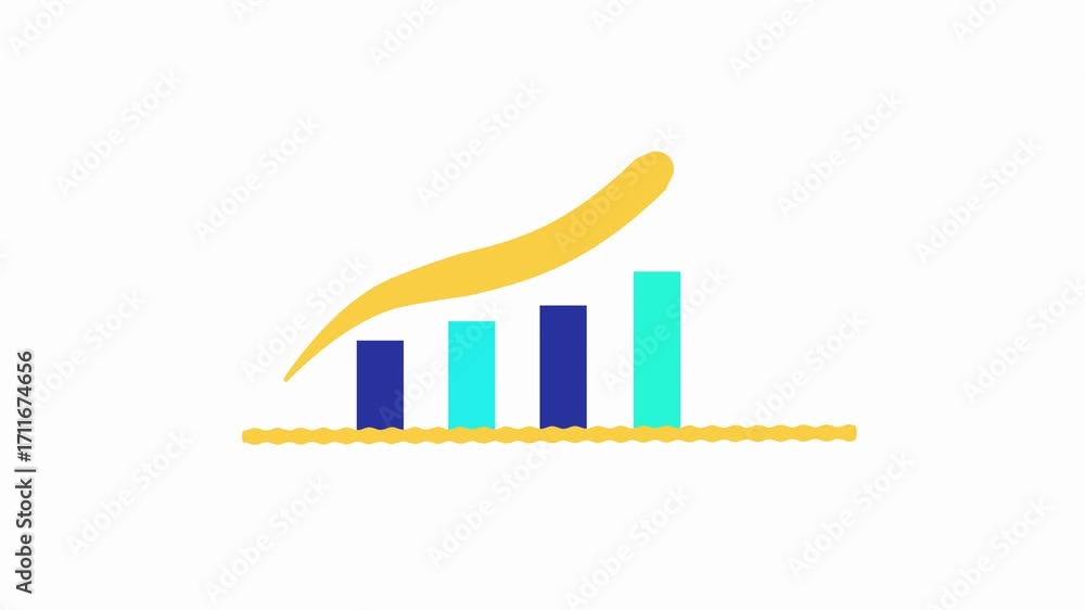 Poster animated upward trend growth chart with business finance statistics data. presentation marketing rep