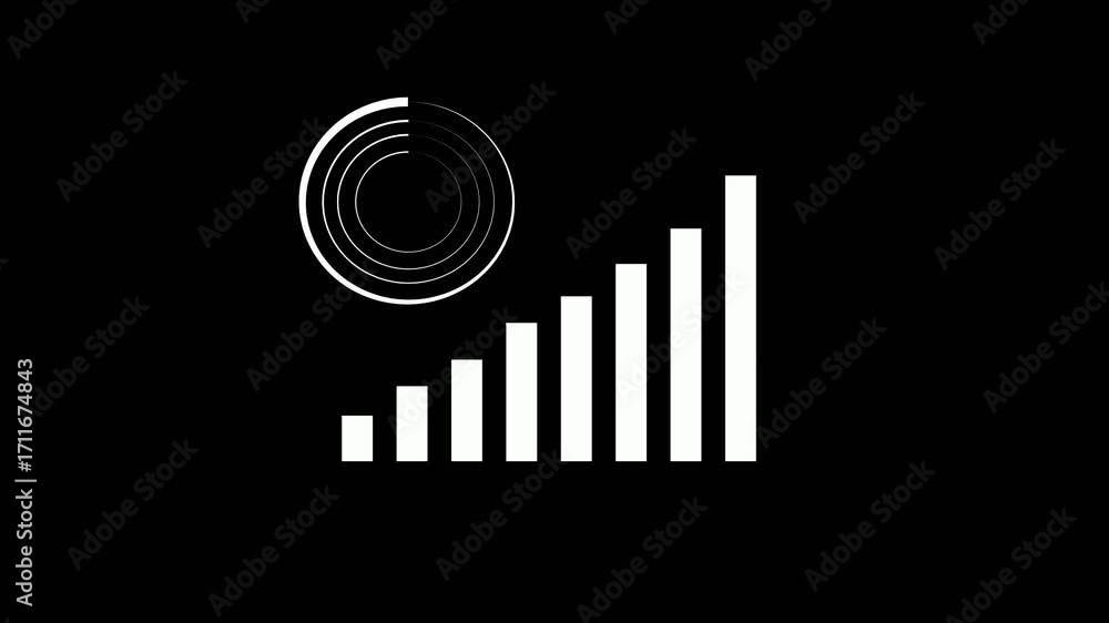 Poster animated growth progress bar graph chart for financial success and economy. simple clean minimalist 