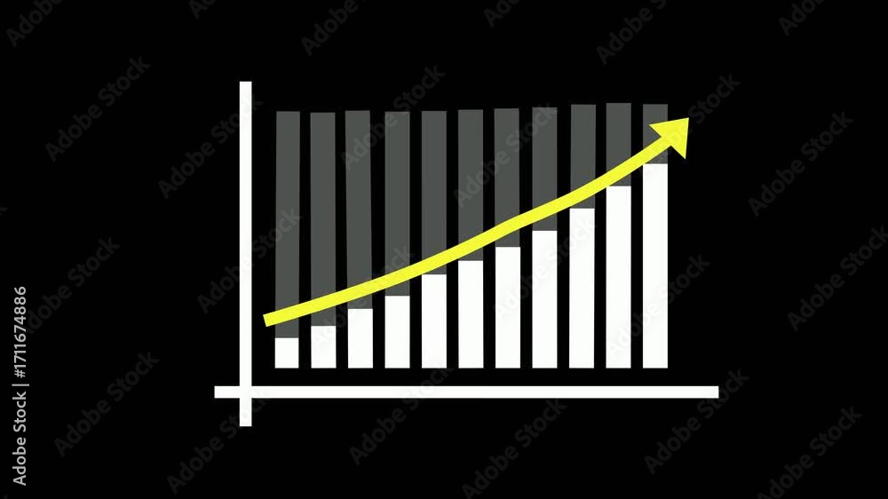 Poster financial report presentation with animated progress arrow upward trend. business finance data visua