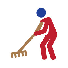 Gardener raking leaves