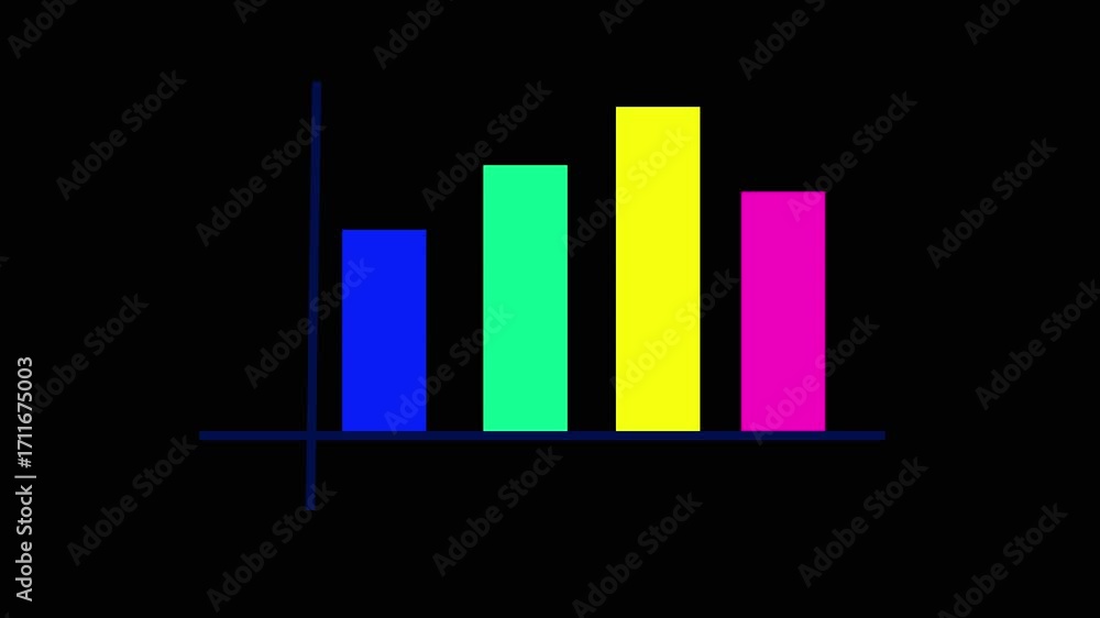 Poster business growth data visualization animated colorful bar graph. marketing presentation abstract back