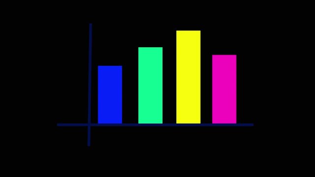 Business growth data visualization animated colorful bar graph. Marketing presentation abstract background looping motion graphics.