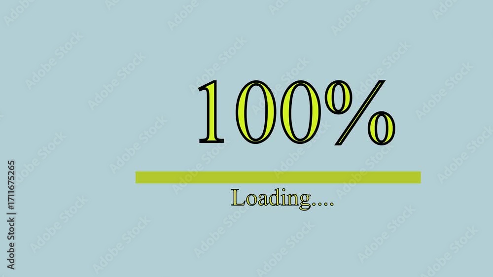 Poster animated progress bar 59 percent complete green yellow digital interface 4k seamless loop. loading s