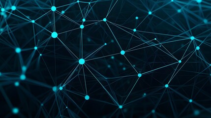 The image shows a network of interconnected blue nodes and lines on a dark background, giving a sense of technological connectivity and depth.