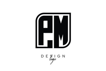 PM Block Monogram Logo – Bold Geometric Lettermark in Rectangular Style for Modern Branding & Identity