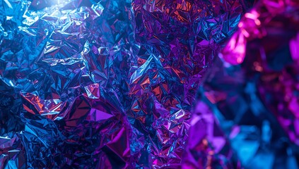 Metallic Foil Abstract Close Up with Blue and Purple Colors