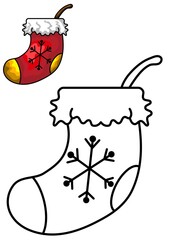 Christmas stockings  line art and colored illustration – printable, educational, and creative use