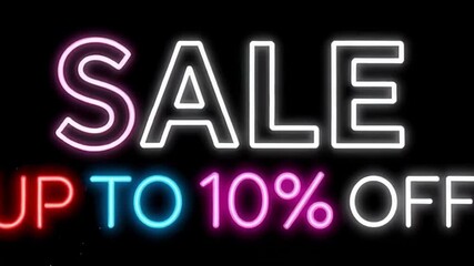 Dynamic neon SALE up to 10% off announcement for ultimate shopping excitement