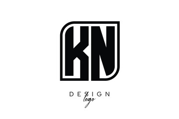 KN Block Monogram Logo – Bold Geometric Lettermark in Rectangular Style for Modern Branding & Identity