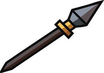 Ancient Spearhead Weapon Cartoon Illustration