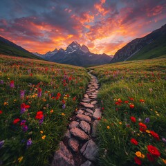sunset in the mountains
