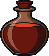 Brown Glass Bottle with Red Liquid