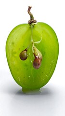 Close-up of a sliced green grape