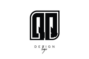QQ Block Monogram Logo – Bold Geometric Lettermark in Rectangular Style for Modern Branding & Identity