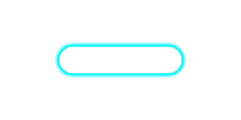 Minimal button with a sky blue neon light sparkle isolated on transparent background. Design elements PNG	