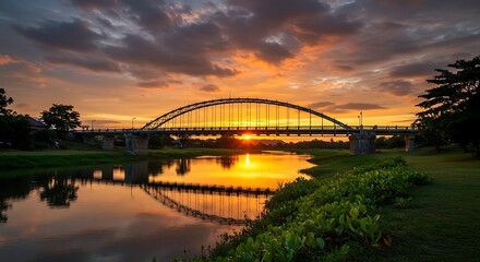 Obraz premium Sunset over bridge