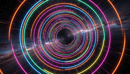 hyperjump rendering in glowing multicolored neon rays high speed tunnel motion zooming in 3d space 20114861 1