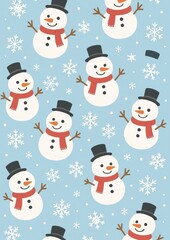Cheerful snowmen pattern design.