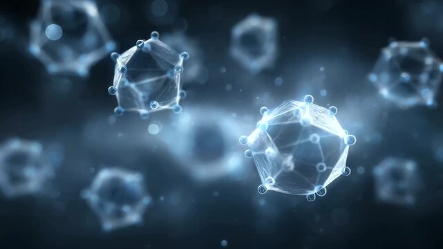 Futuristic concept of water molecules breaking apart harmful contaminants with nanotechnology. nanotech, clean water, contamination removal, futuristic science, water dnka