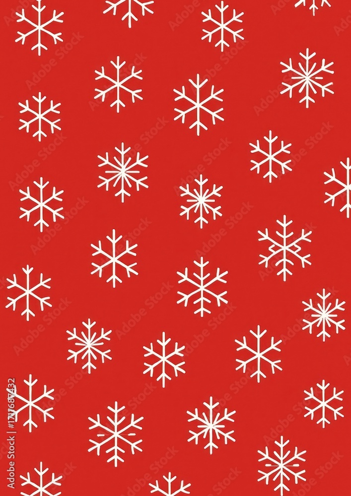 Poster festive red snowflake pattern