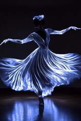 ballet dancer with streamers and ribbon flowing, led fiber optic floral owlsights