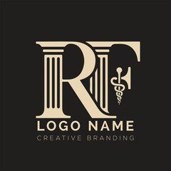 RF Lettermark Logo with Caduceus and Columns