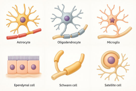 Illustration of Different Types of Brain Cells