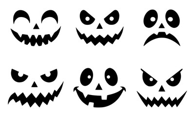 Spooky Jack-o'-Lantern Faces Set, Halloween SVG, Pumpkin SVG, Jack-o'-Lantern SVG, Creepy SVG
