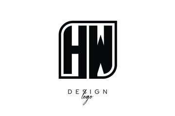 HW Block Monogram Logo – Bold Geometric Lettermark in Rectangular Style for Modern Branding & Identity
