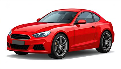 Obraz premium Sleek Red Sports Car with Silver Wheels on White Background Automotive Design Illustration