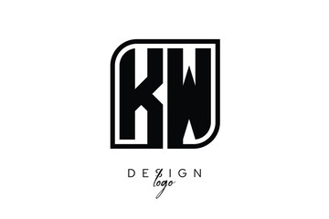 KW Block Monogram Logo – Bold Geometric Lettermark in Rectangular Style for Modern Branding & Identity