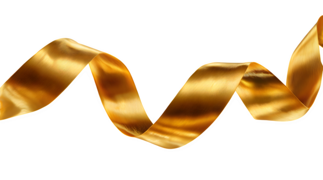 Golden Ribbon Curl, isolated on transparent background