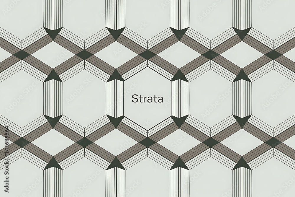 Poster geometric pattern with hexagonal shapes and layered lines forming a strata design abstract backgroun