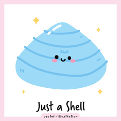 Cute Kawaii Shell Summer Vector illustration