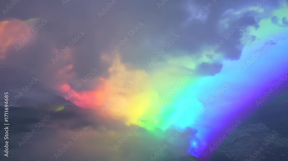 Poster this captivating abstract background features a blend of colorful light and soft smoke, creating a d